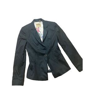 Ted Baker London Black Fitted Tailored One Button Blazer Jacket with flo…